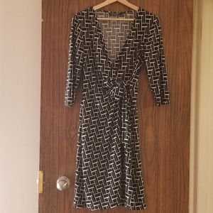 Ralph Lauren Geometric Black & White Wrap Dress M